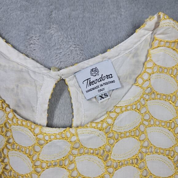 Theodora Sundress Womens XS Handmade Claudia Yellow Quiet Lux Made in Italy - Picture 7 of 14
